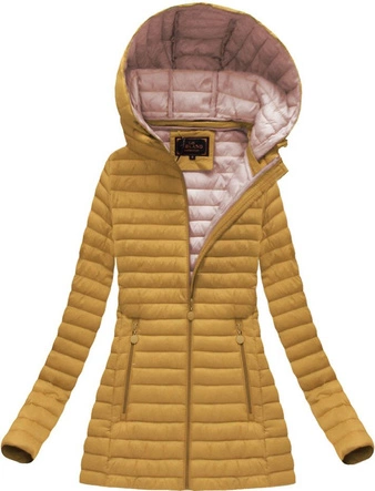 PIKOWANA KURTKA Z KAPTUREM MUSZTARDOWA (7218)