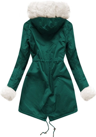 PARKA Z FUTERKIEM ZIELONO-BEŻOWA (B500)