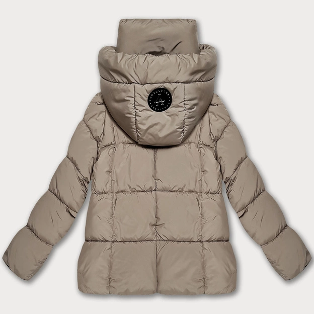 Puchowa luźna kurtka damska z kapturem S'West ciemny beżowy (B8529-12)