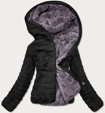 KRÓTKA DWUSTRONNA KURTKA DAMSKA ZIMOWA CZARNA (M21507)