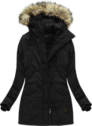 KURTKA ZIMOWA Z KAPTUREM CZARNA (7631)