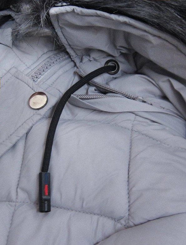 PIKOWANA KURTKA DAMSKA ZIMOWA Z KAPTUREM SZARA (2015-2)