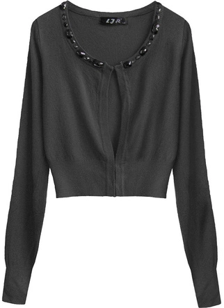 KRÓTKI ZDOBIONY SWETEREK CZARNY (X1518X)