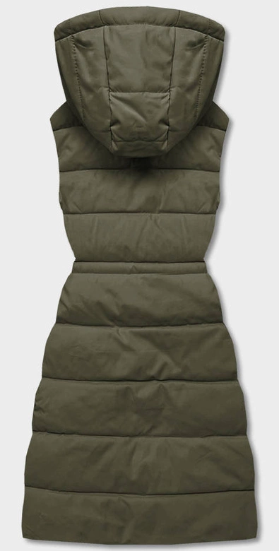Puchowy bezrękawnik damski z kapturem army (CAN-860)