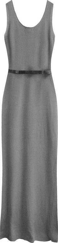 SUKIENKA MAXI Z PASKIEM SZARA (1548)