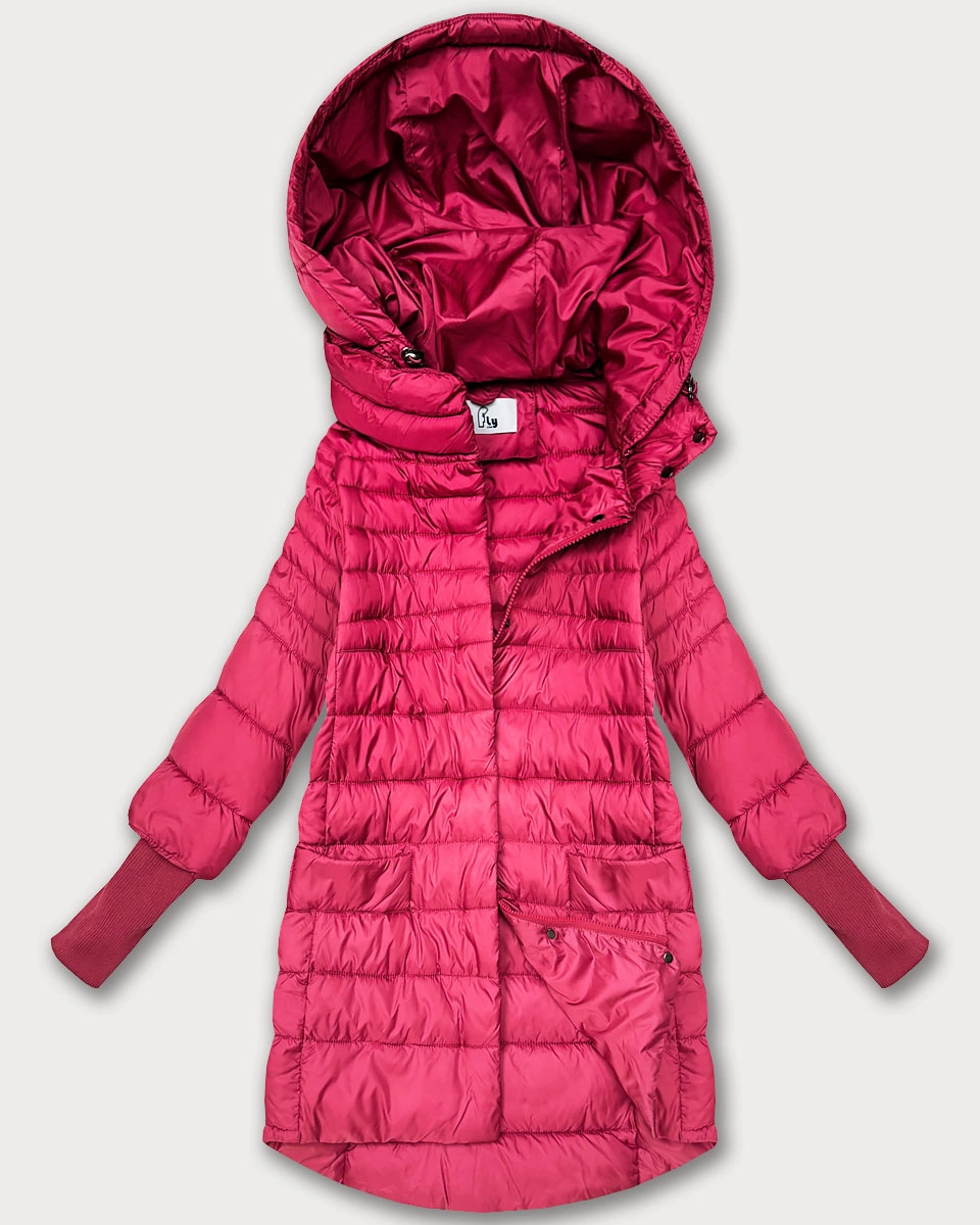 Przejściowa kurtka damska z dzianinowymi ściągaczami różowa  (1828)