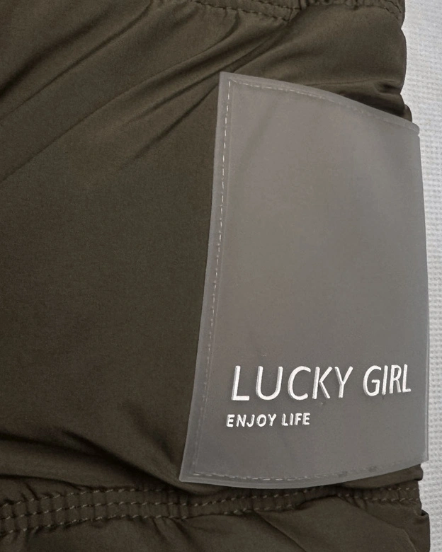 Kurtka puchowa z kapturem khaki (KK60610)