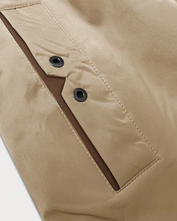 Prosta kurtka damska z kapturem LHD ciemny beż (LHD-24590)