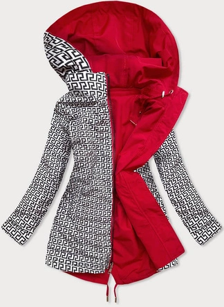 Dwustronna kurtka parka damska czerwona (w580)
