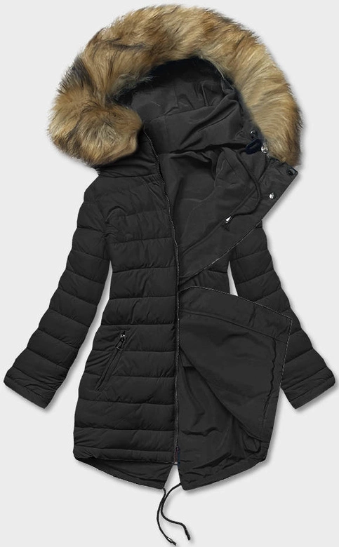 Dwustronna kurtka damska zimowa czarna (2M-21508)