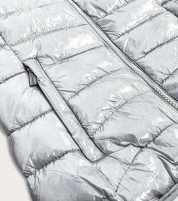 BŁYSZCZĄCY BEZRĘKAWNIK ZE STÓJKĄ DAMSKI SREBRNY (B0107)