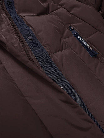 Pikowana kurtka zimowa damska LHD brązowa (LHD-24572)