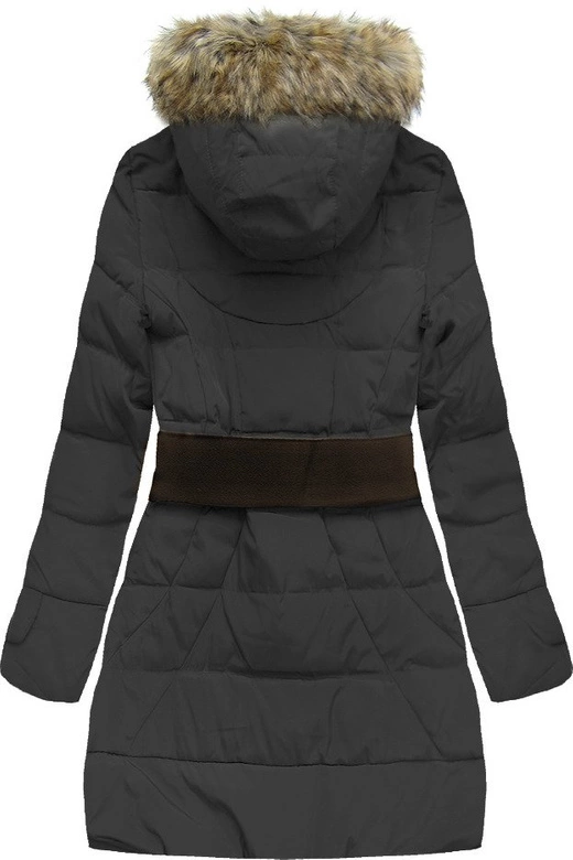 KURTKA Z KAPTUREM I PASKIEM CZARNA (1976)