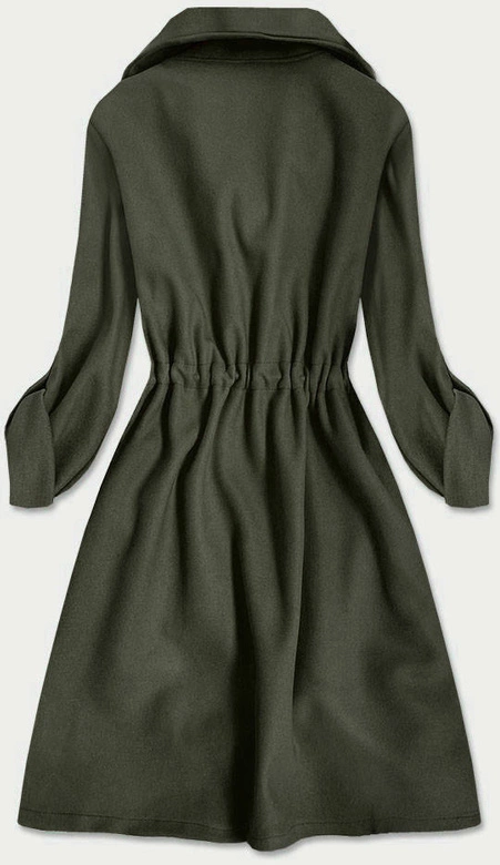 LUŹNY PŁASZCZ DAMSKI Z KLAPAMI KHAKI (20536)