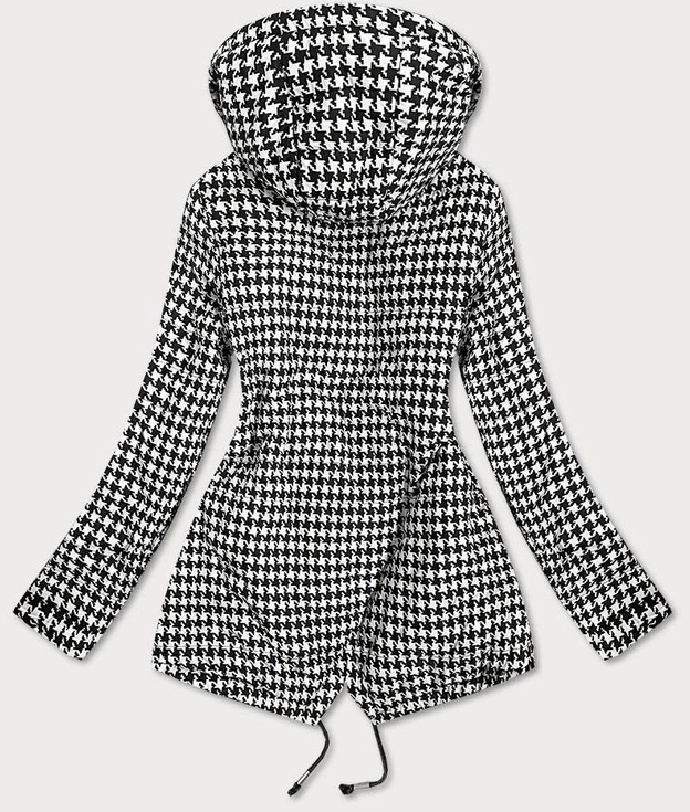 DWUSTRONNA KURTKA PARKA DAMSKA CZARNA-PEPITKA (B9761)