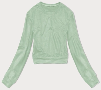 Cienka krótka bluza dresowa damska pistacja (8B938-39)