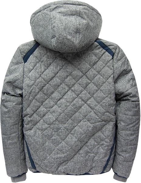 KURTKA ZIMOWA Z WSTAWKAMI SZARY MELANŻ (16619)