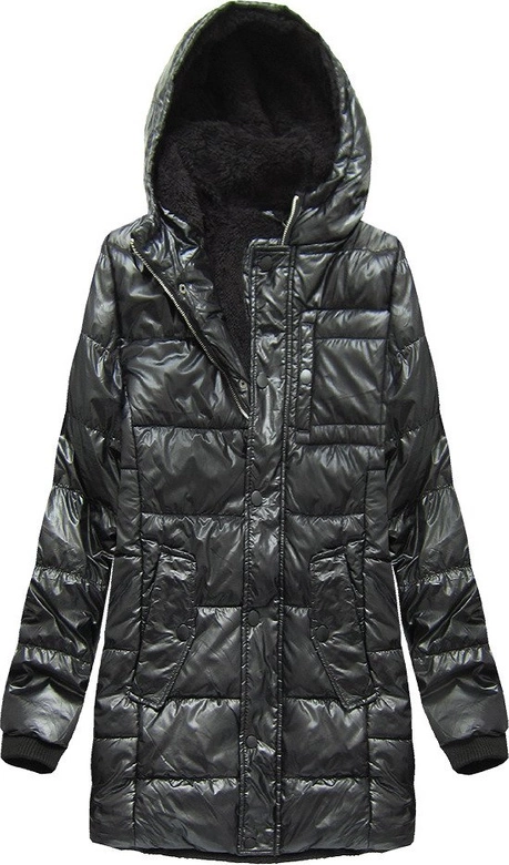BŁYSZCZĄCA KURTKA ZIMOWA NA MISIU CZARNA (51034)