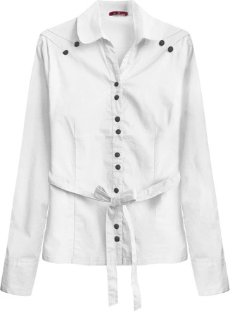 BAWEŁNIANA KOSZULA Z PASKIEM BIAŁA (1017)