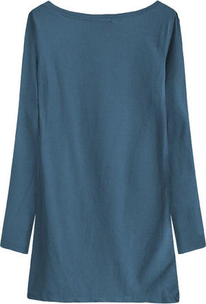 BAWEŁNIANA BLUZKA Z DŁUGIM RĘKAWEM GRANATOWA (X1303X)