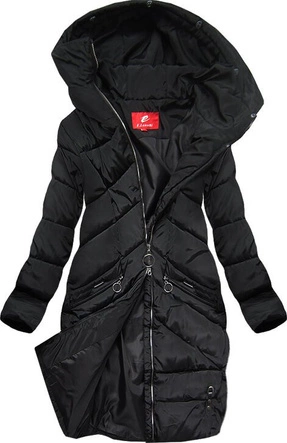 PIKOWANA KURTKA Z KAPTUREM CZARNA (1819)