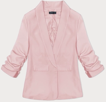 Cienka marynarka z marszczonymi rękawami brudny róż (22-356)