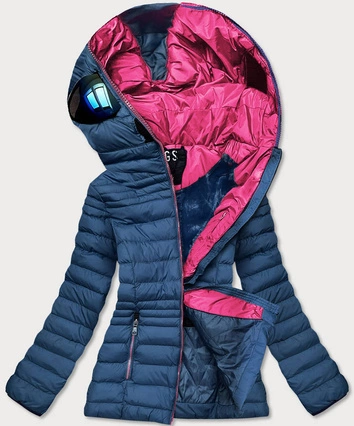 KURTKA DAMSKA ZIMOWA Z GOGLAMI GRANATOWA (CX582W)