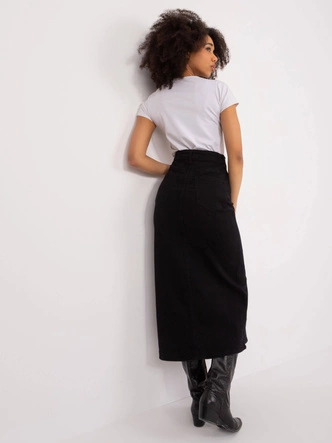 Dopasowana spódnica jeansowa maxi czarna (M551)