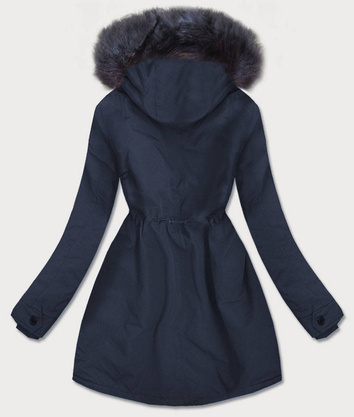 Wodoodporna parka damska na futerku granatowa (m-933)