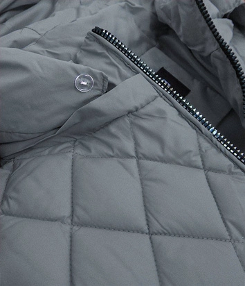 PIKOWANA DAMSKA KURTKA Z KAPTUREM SZARA (808)