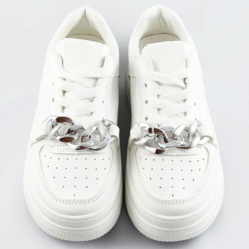 Sportowe buty z łańcuchem damskie białe (b-545)