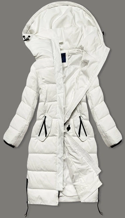 Długa kurtka zimowa damska złamana biel (AG8-8013)