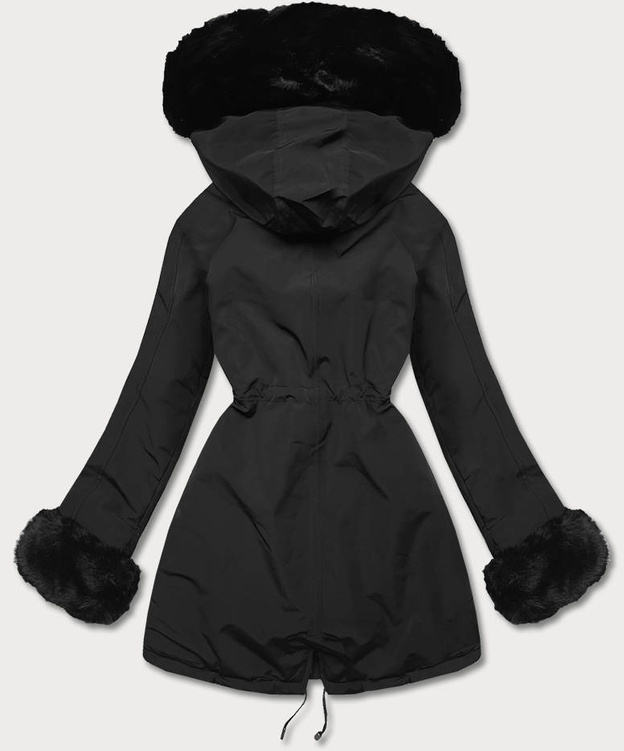 Zimowa parka damska na futerku czarna (W619/1)