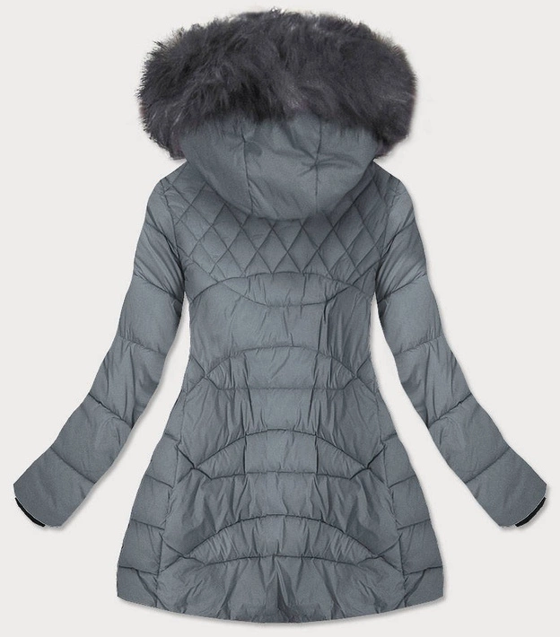 PIKOWANA DAMSKA KURTKA Z KAPTUREM SZARA (808)