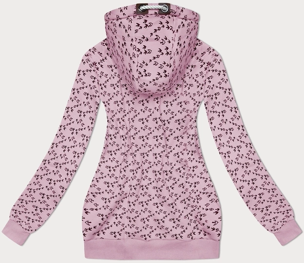 Sportowa bluza z kapturem w jaskółki różowa (2309)