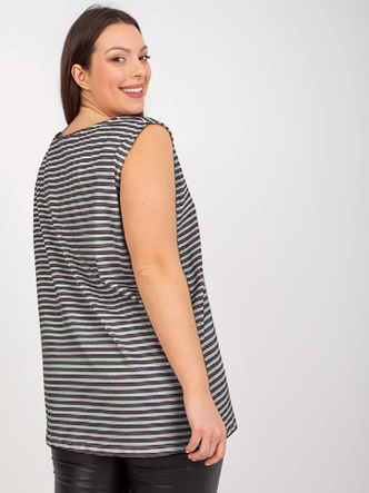 Bawełniany top w paski plus size granat-biały (7952)
