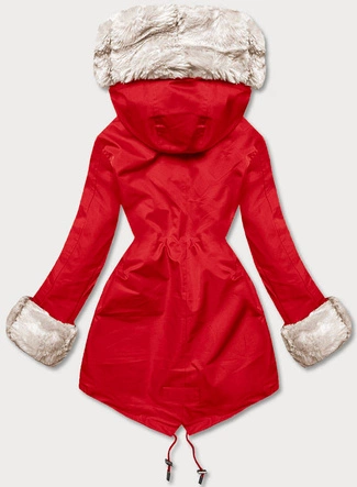 Parka z futrzaną podpinką jasnoczerwona (5M763-270)