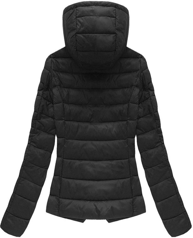 PIKOWANA KURTKA Z KAPTUREM CZARNA (7132)