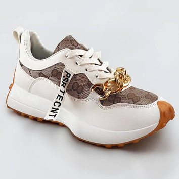 Buty sportowe z łańcuchem białe (n-205)