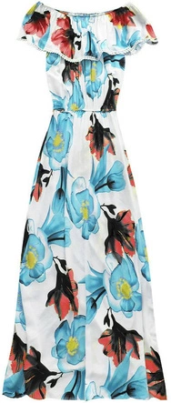 SUKIENKA Z ODKRYTYMI RAMIONAMI BIAŁO-BŁĘKITNA (71210#)