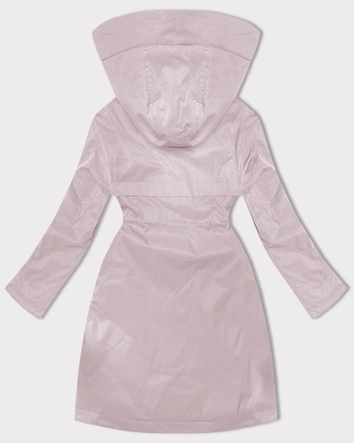 Prosta kurtka damska z kapturem LHD pudrowy róż (LHD-24590)