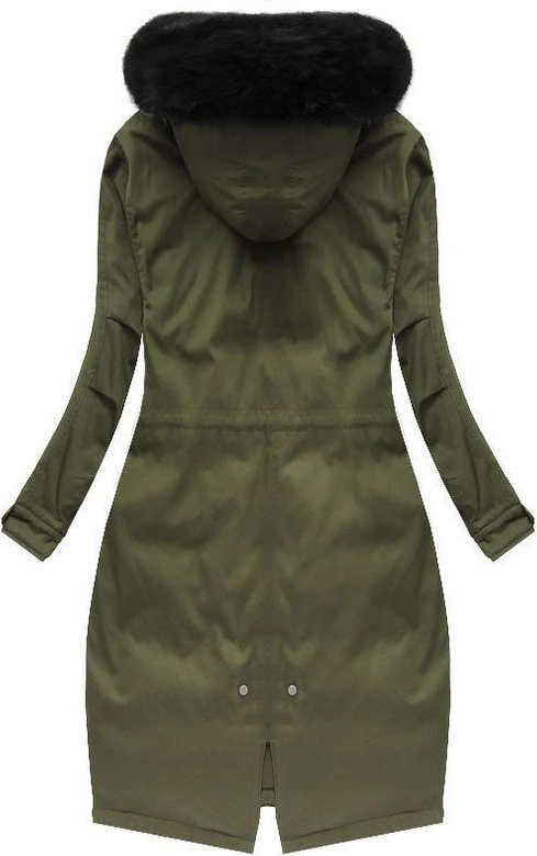 BAWEŁNIANA ZIMOWA PARKA DAMSKA Z PUCHEM NATURALNYM KHAKI (7085/2)