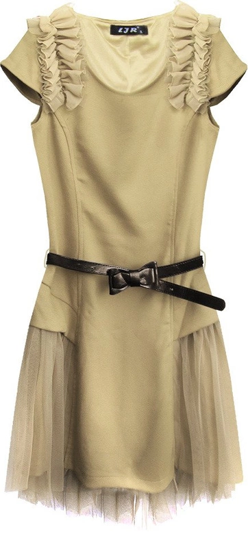 SUKIENKA Z TIULOWYMI WSTAWKAMI BEŻOWA (3688)