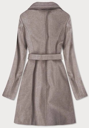 Elegancki płaszcz z paskiem brązowy (x2708x)