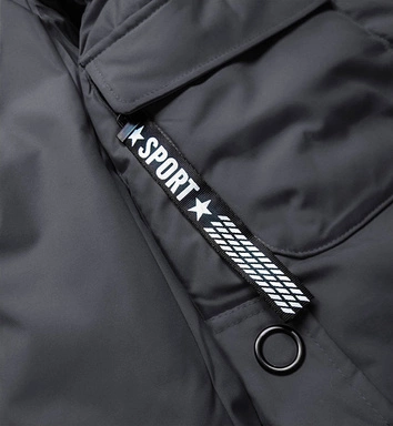 KURTKA ZIMOWA DAMSKA Z OZDOBNĄ PODSZEWKĄ GRAFITOWA (B9576-70)