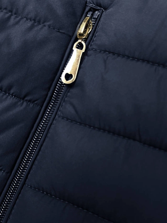 Pikowany bezrękawnik z kapturem damski granatowy (16M9150-215)