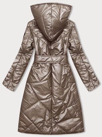 Pikowana kurtka na zatrzaski cappuccino (B8179-12)