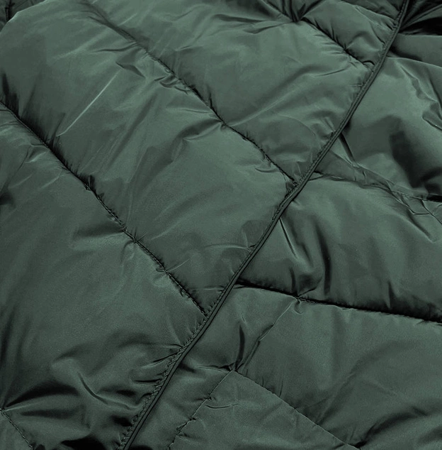 DŁUGA ZIMOWA KURTKA DAMSKA CIEMNO ZIELONA (2M-033)