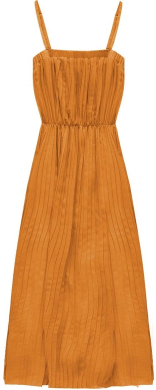 PLISOWANA SUKIENKA MIDI POMARAŃCZOWA 1 (9247-1)