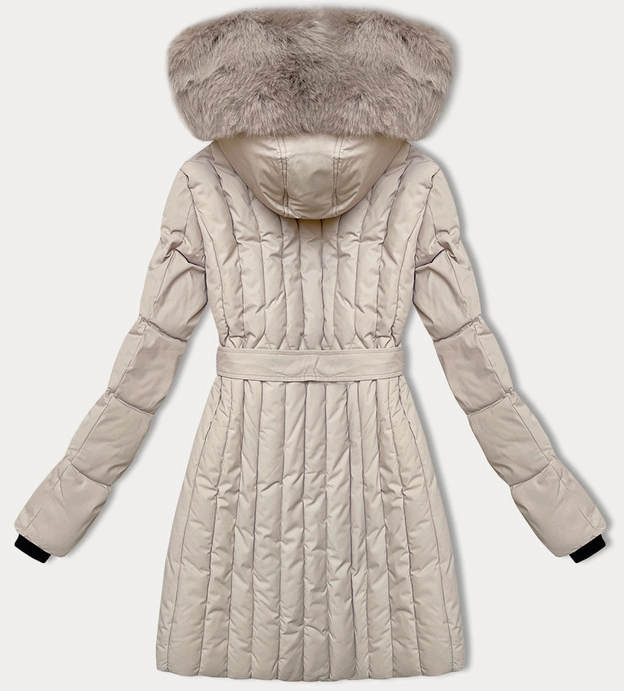 Damska kurtka zimowa z ozdobnym pikowaniem S'west jasnobeżowa (B8307-46)